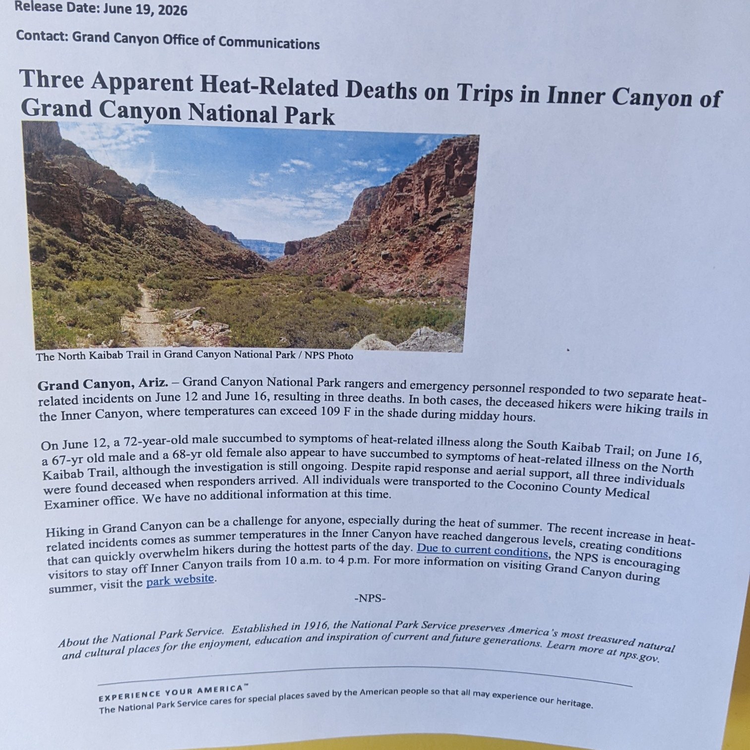 tragedy but hopefully life saving caution